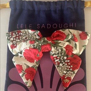 Lele Sadoughi Red Floral Crystal Bow